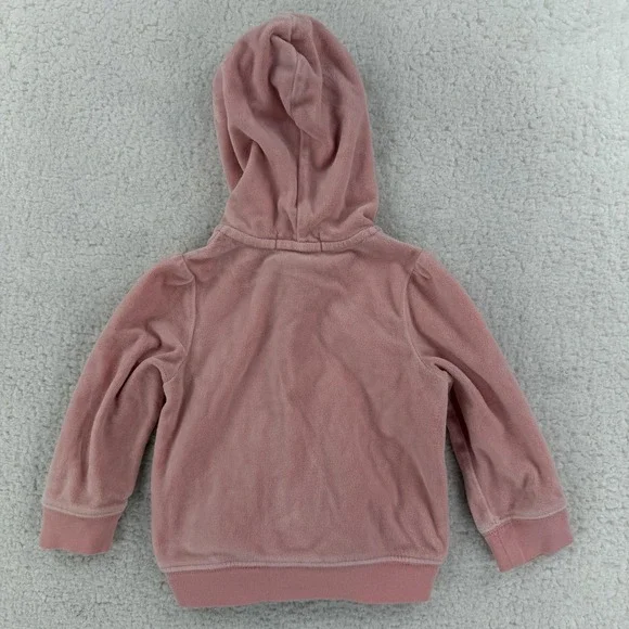 Polo Ralph Lauren Hooded Jacket Girls 18M Toddler Pink Velour Full Zip Hoodie - Picture 2 of 7